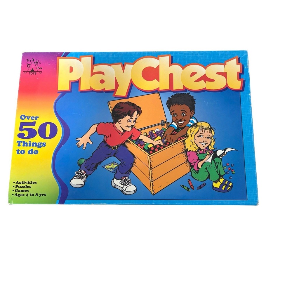 Vintage 1990's Tee Pee Toys Play Chest Ages 4- 8 Puzzles Games Activities SEALED